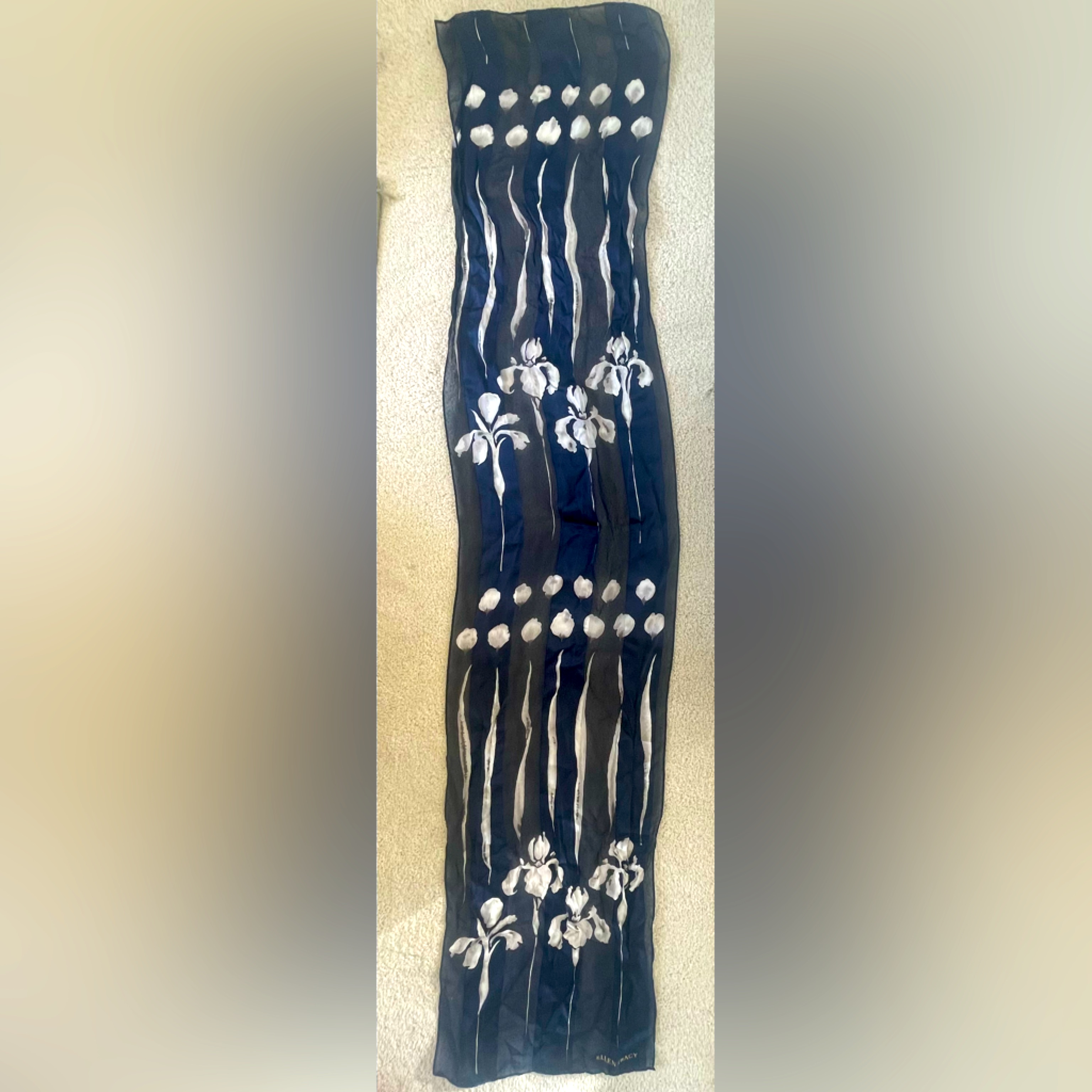 100 Silk Navy Blue Scarf
